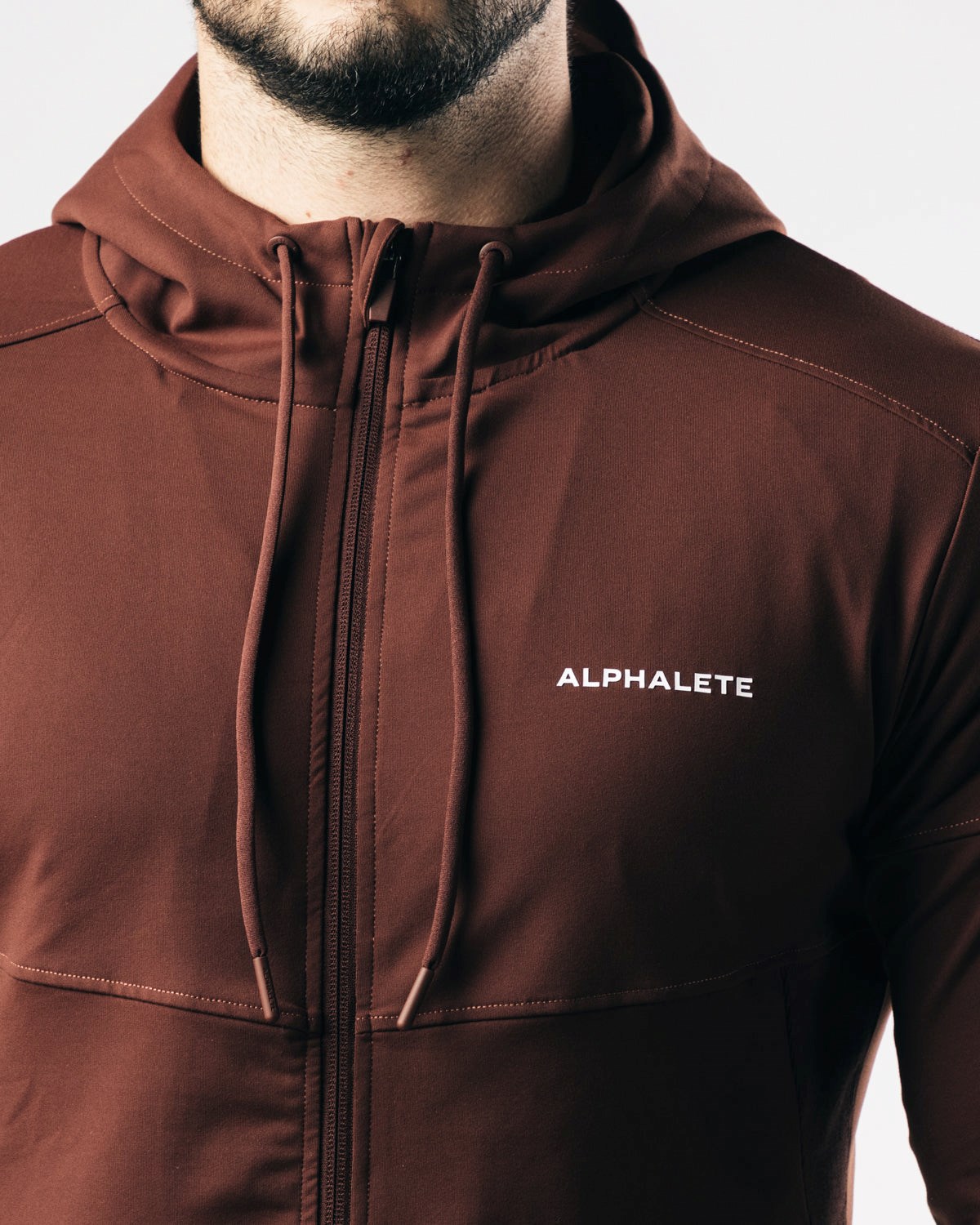 Alphalete 4-Way Stretch S Kapucí Jacket Čokolády | 34217EKBU