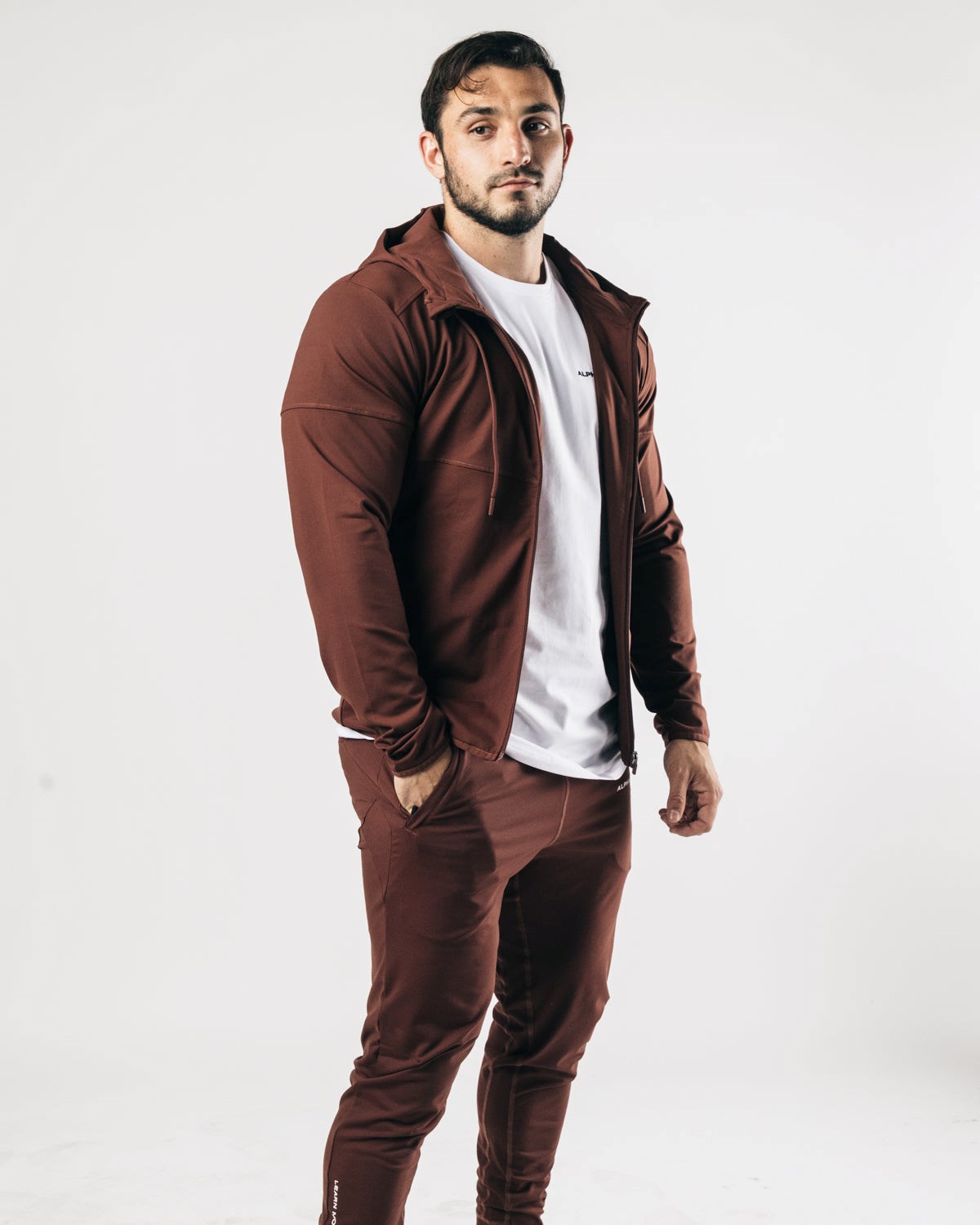 Alphalete 4-Way Stretch S Kapucí Jacket Čokolády | 34217EKBU