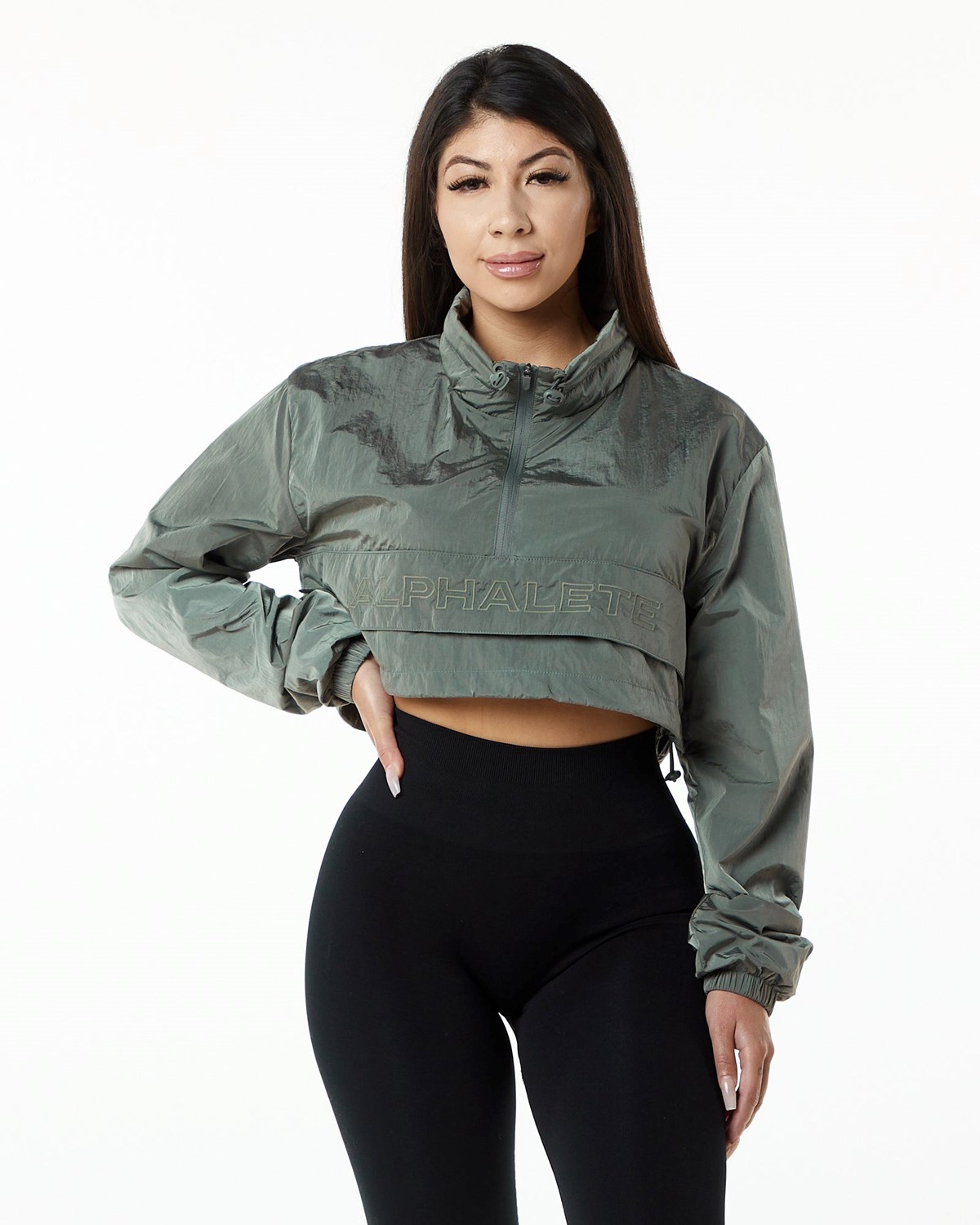 Alphalete All-Purpose Crop Jacket Charcoal | 89371FUJY