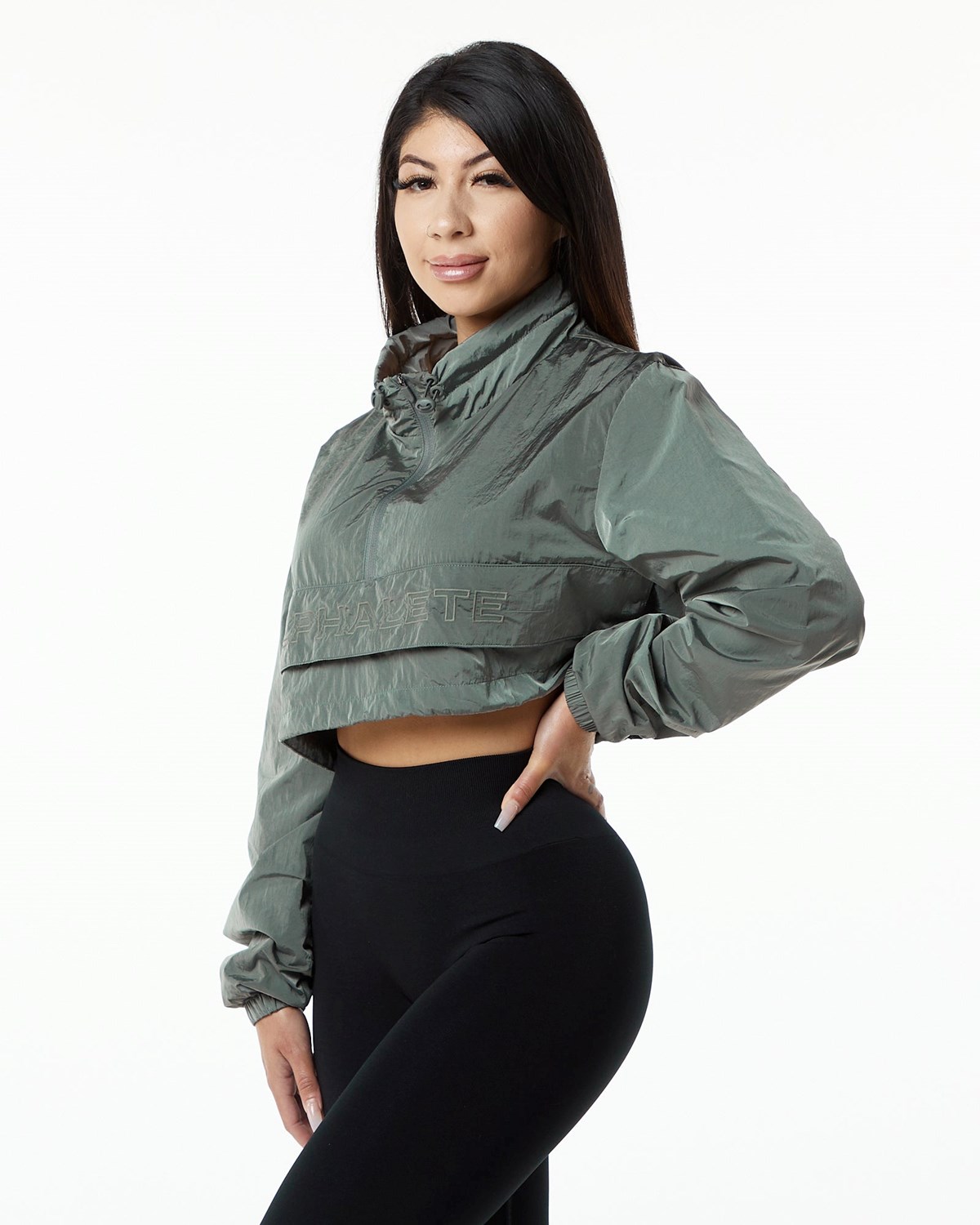 Alphalete All-Purpose Crop Jacket Charcoal | 89371FUJY