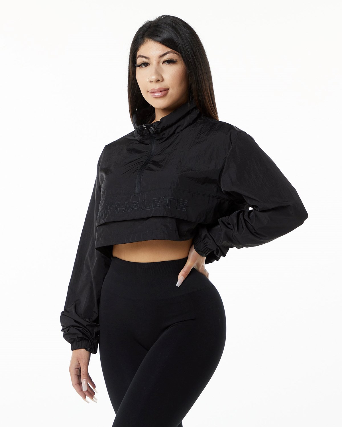 Alphalete All-Purpose Crop Jacket Černé | 68043KMRN