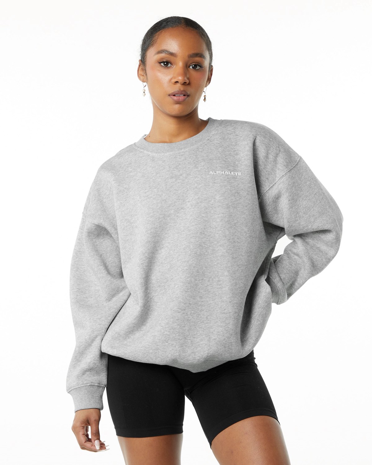 Alphalete Brushed Fleece Crewneck Svetrové Šedé | 32809MYAB