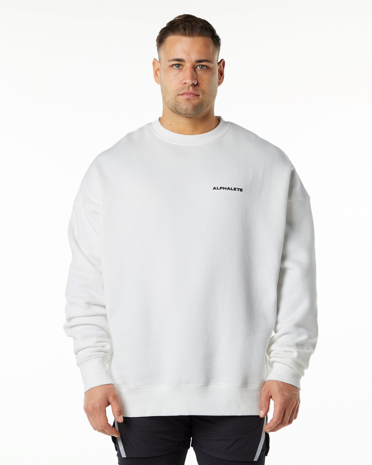 Alphalete Brushed Fleece Crewneck Svetrové Bílé | 37190XRZD