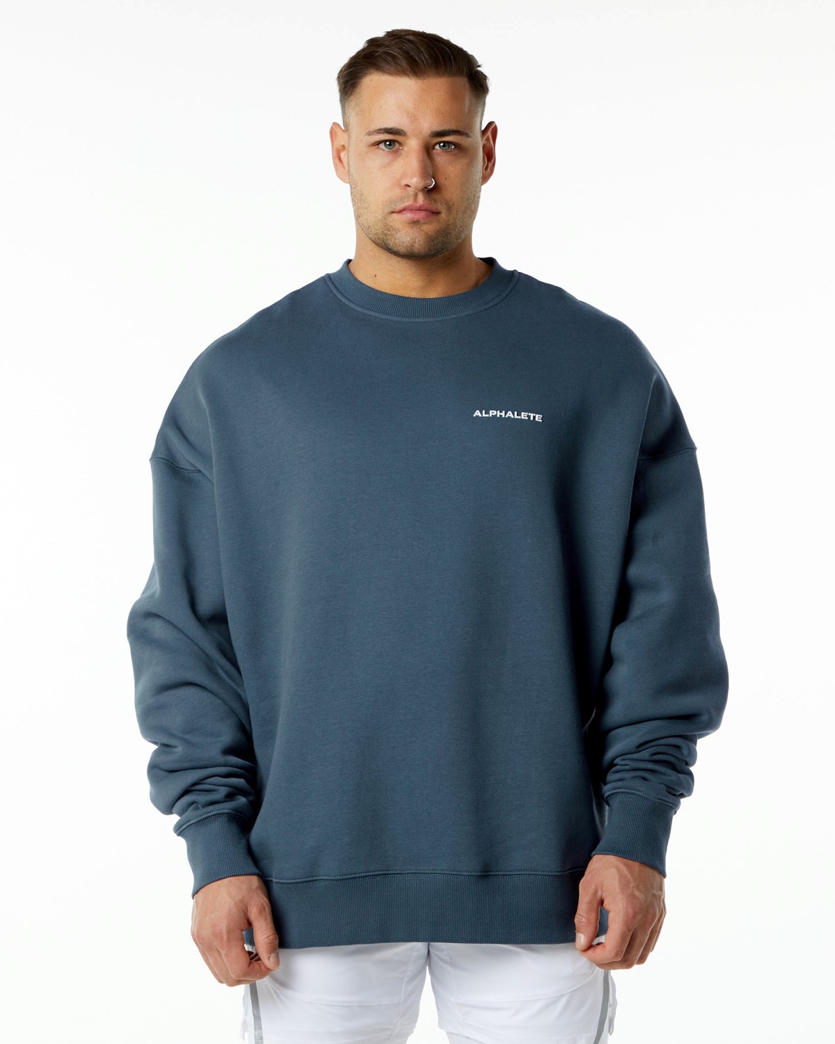 Alphalete Brushed Fleece Crewneck Svetrové Blankyt | 41280UJEM