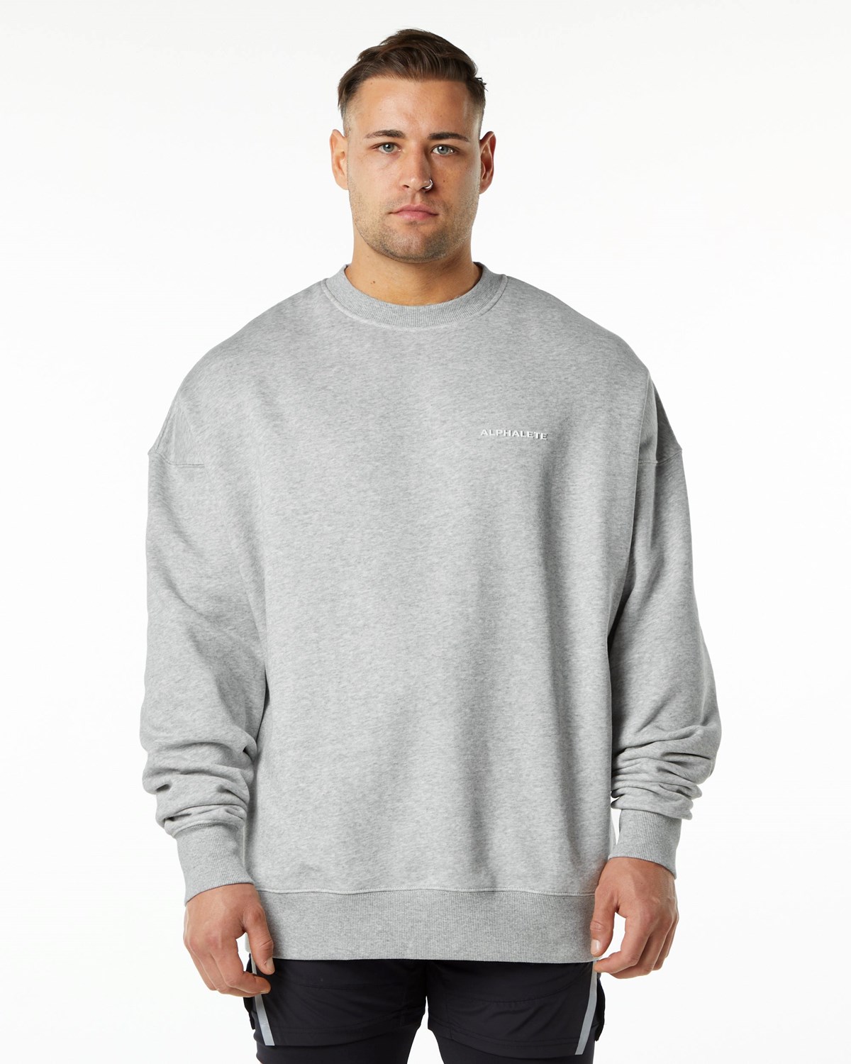 Alphalete Brushed Fleece Crewneck Svetrové Šedé | 54179ZVOU