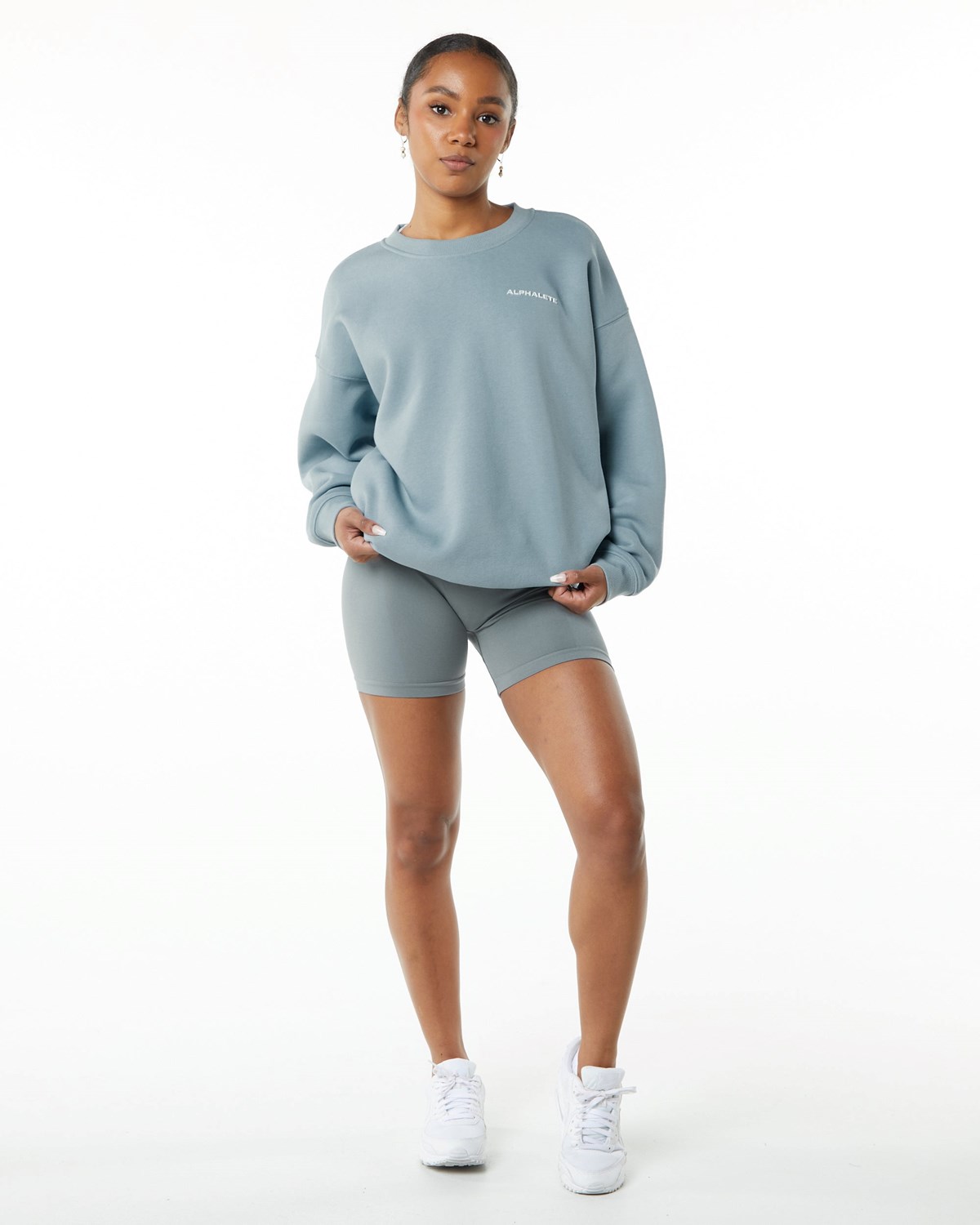 Alphalete Brushed Fleece Crewneck Svetrové Blankyt | 58173ZKJX