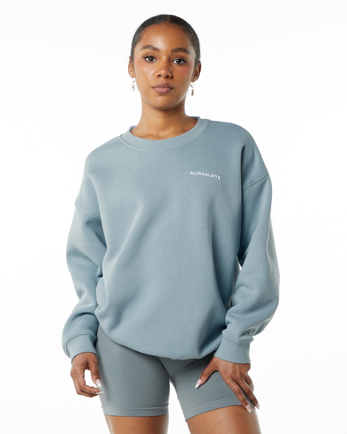 Alphalete Brushed Fleece Crewneck Svetrové Blankyt | 58173ZKJX