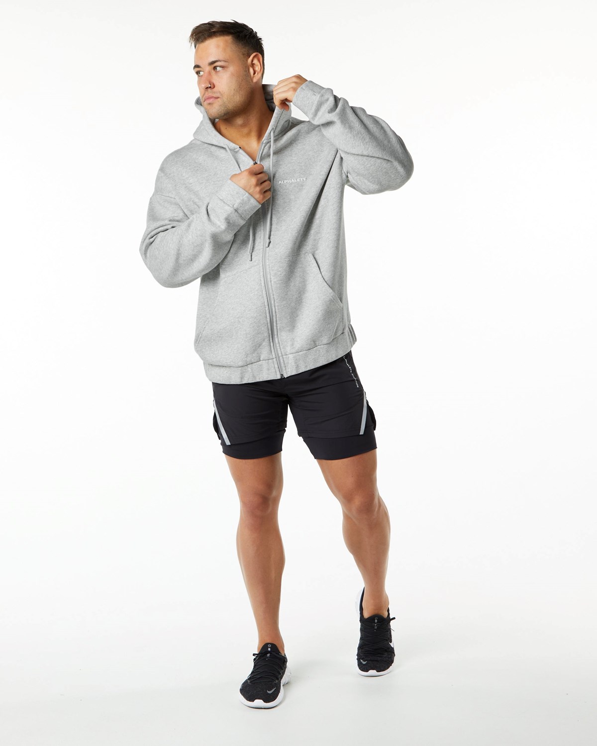 Alphalete Brushed Fleece Full-Zip Hoodie Šedé | 07524PSBX