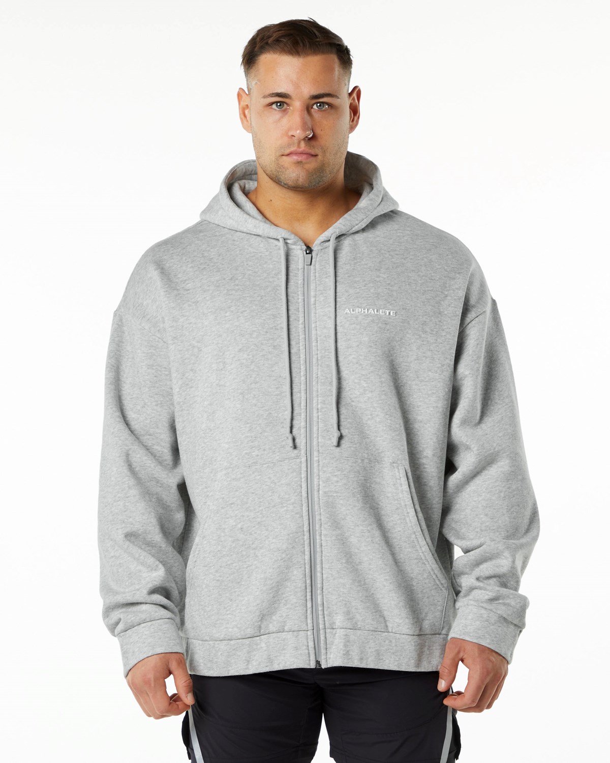 Alphalete Brushed Fleece Full-Zip Hoodie Šedé | 07524PSBX