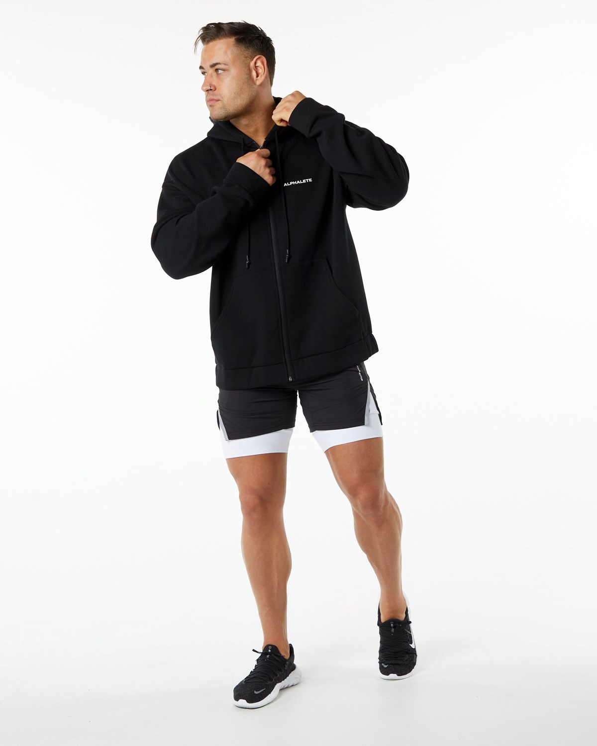 Alphalete Brushed Fleece Full-Zip Hoodie Černé | 19683CZUP