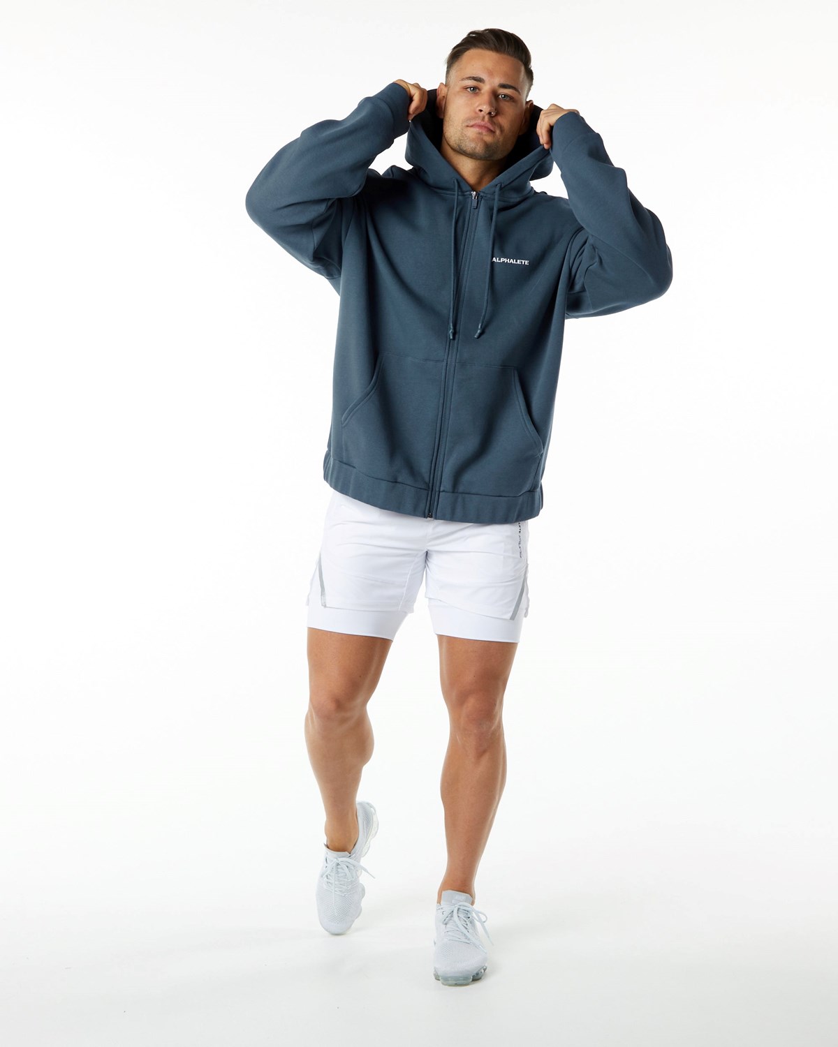 Alphalete Brushed Fleece Full-Zip Hoodie Blankyt | 52984LJNS