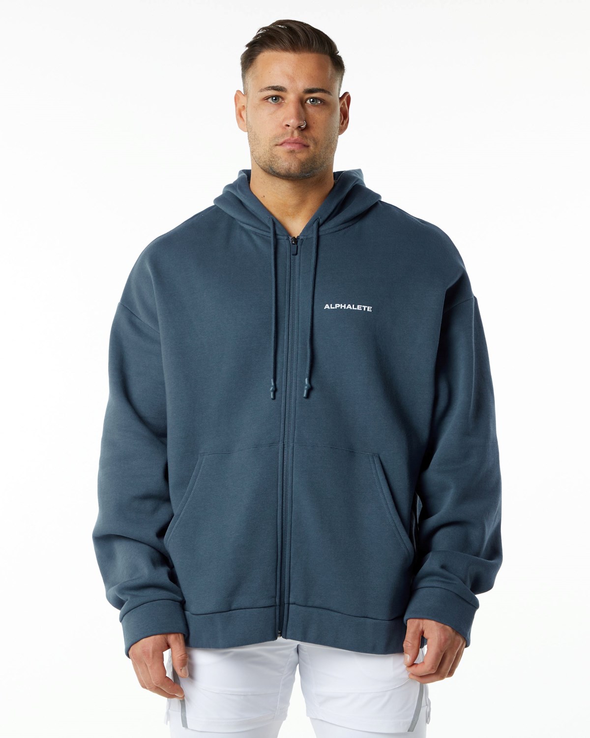 Alphalete Brushed Fleece Full-Zip Hoodie Blankyt | 52984LJNS