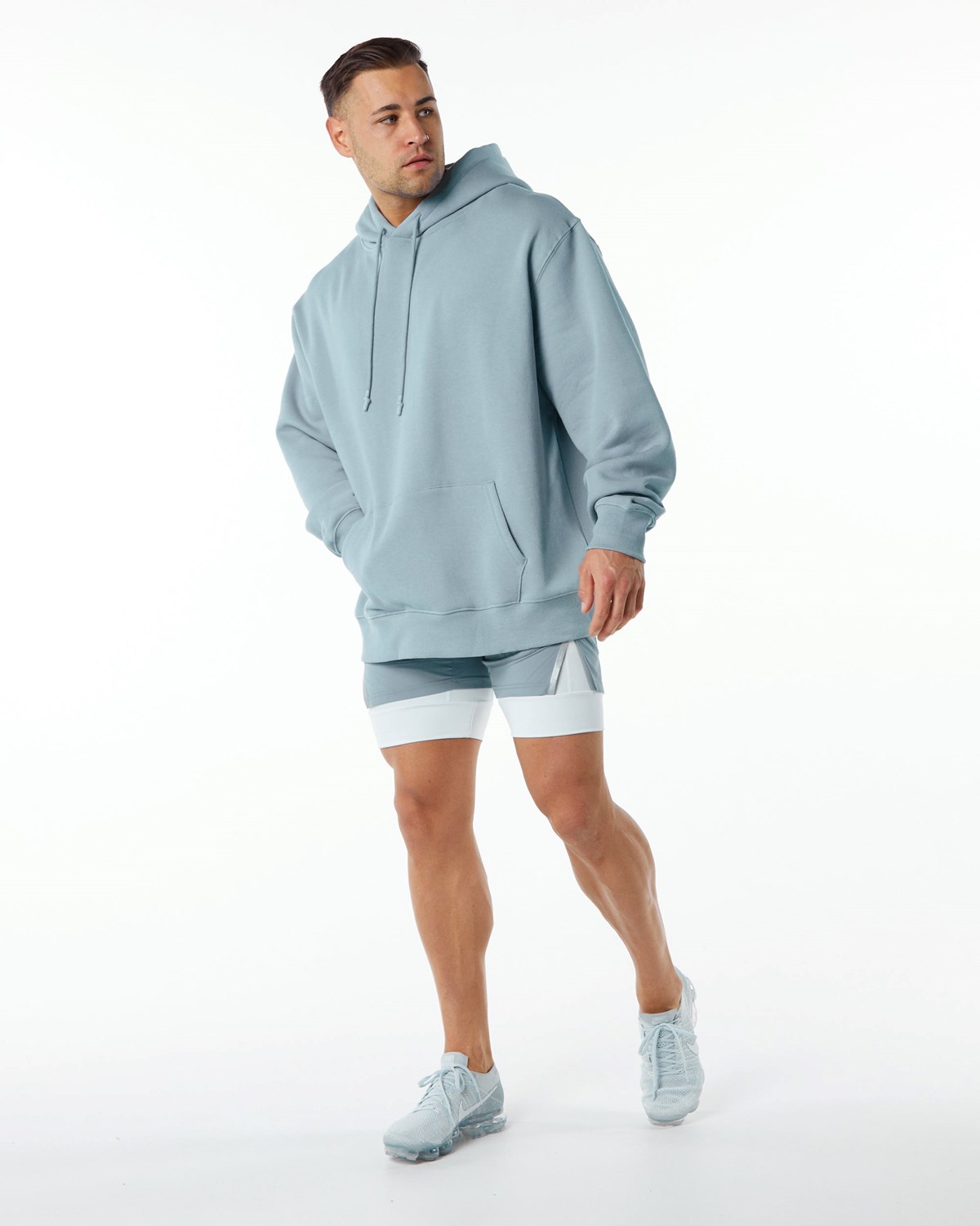 Alphalete Brushed Fleece Grafická Hoodie Blankyt | 27859HSKY