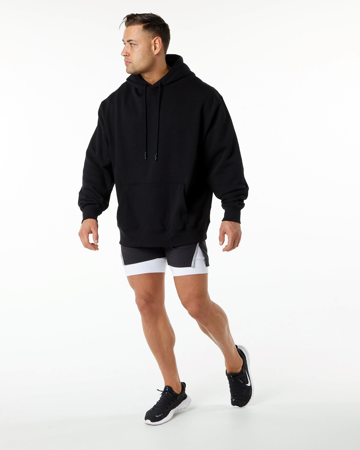 Alphalete Brushed Fleece Grafická Hoodie Černé | 63845IGAO