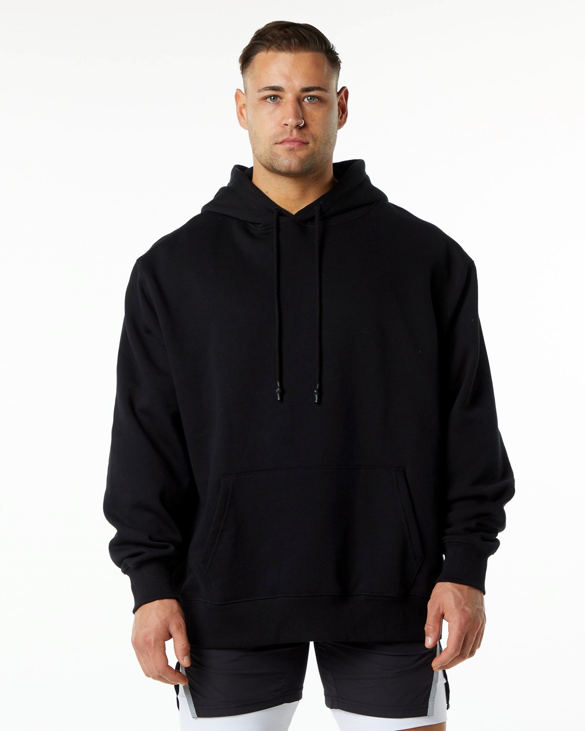 Alphalete Brushed Fleece Grafická Hoodie Černé | 63845IGAO