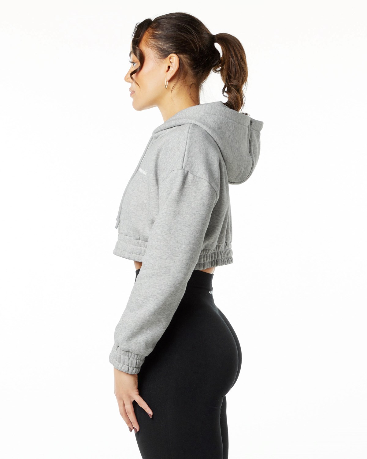 Alphalete Brushed Fleece Half-Zip Crop Hoodie Šedé | 24673HEUL