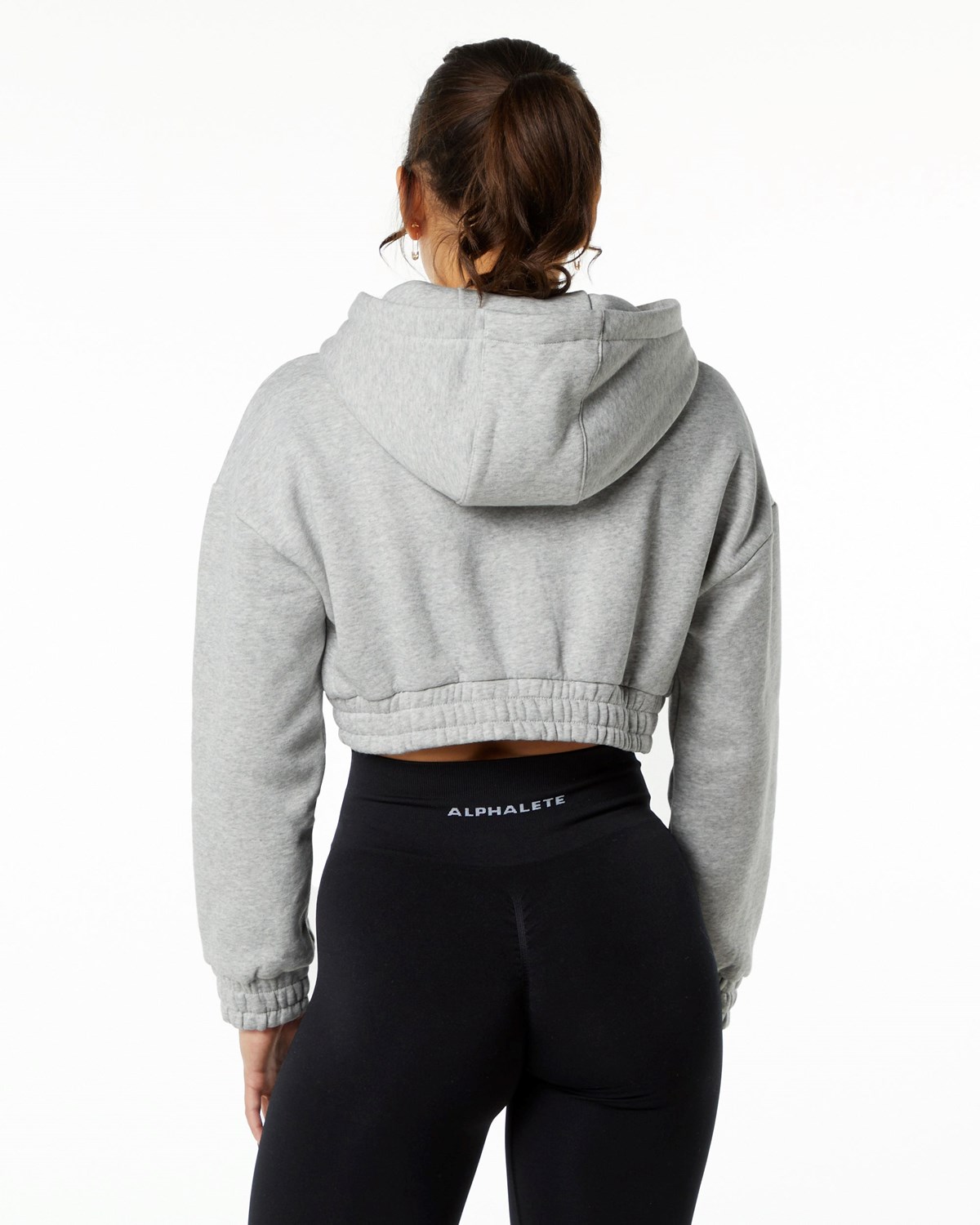 Alphalete Brushed Fleece Half-Zip Crop Hoodie Šedé | 24673HEUL