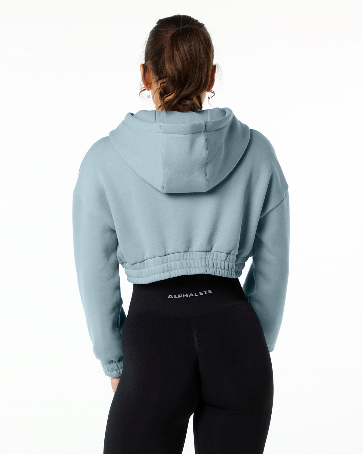 Alphalete Brushed Fleece Half-Zip Crop Hoodie Blankyt | 75138TRFL