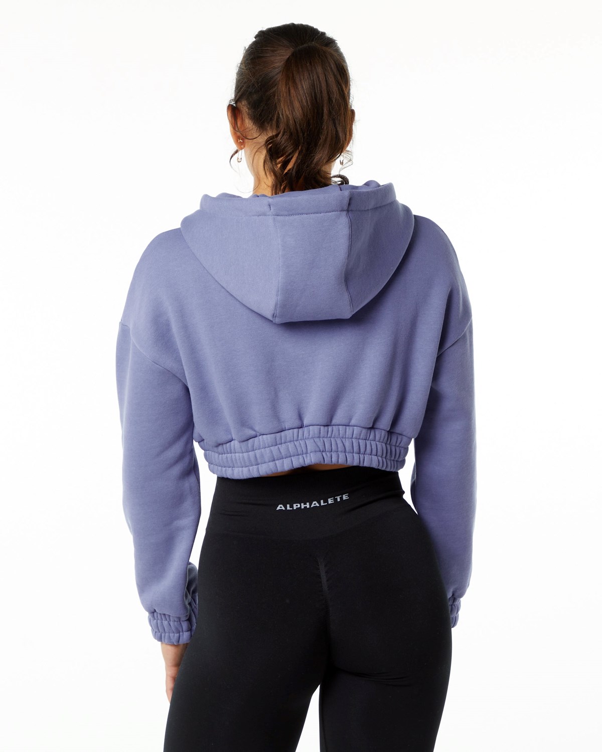 Alphalete Brushed Fleece Half-Zip Crop Hoodie Digital Violet | 80592JHBX