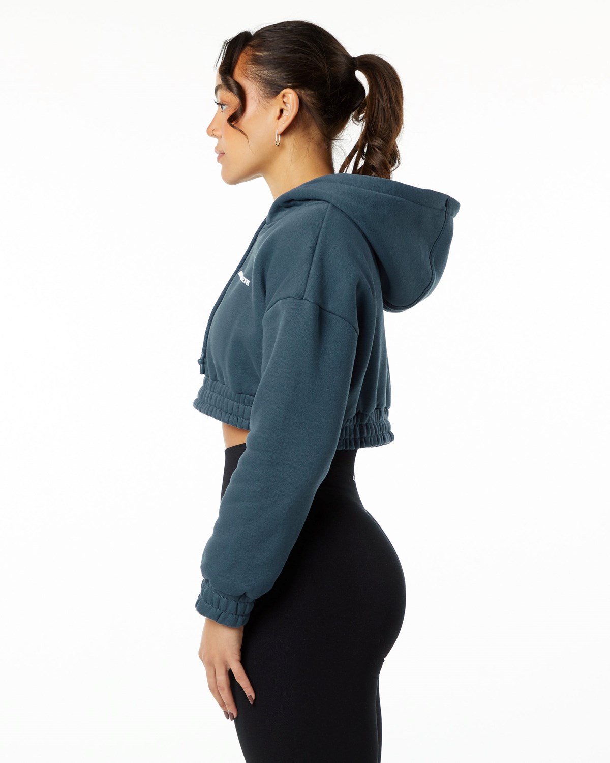 Alphalete Brushed Fleece Half-Zip Crop Hoodie Blankyt | 87632ZGUD