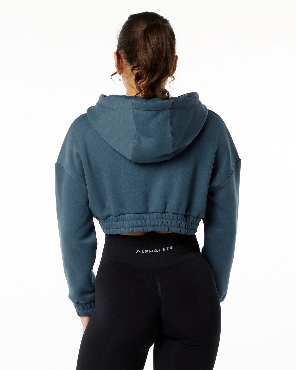 Alphalete Brushed Fleece Half-Zip Crop Hoodie Blankyt | 87632ZGUD