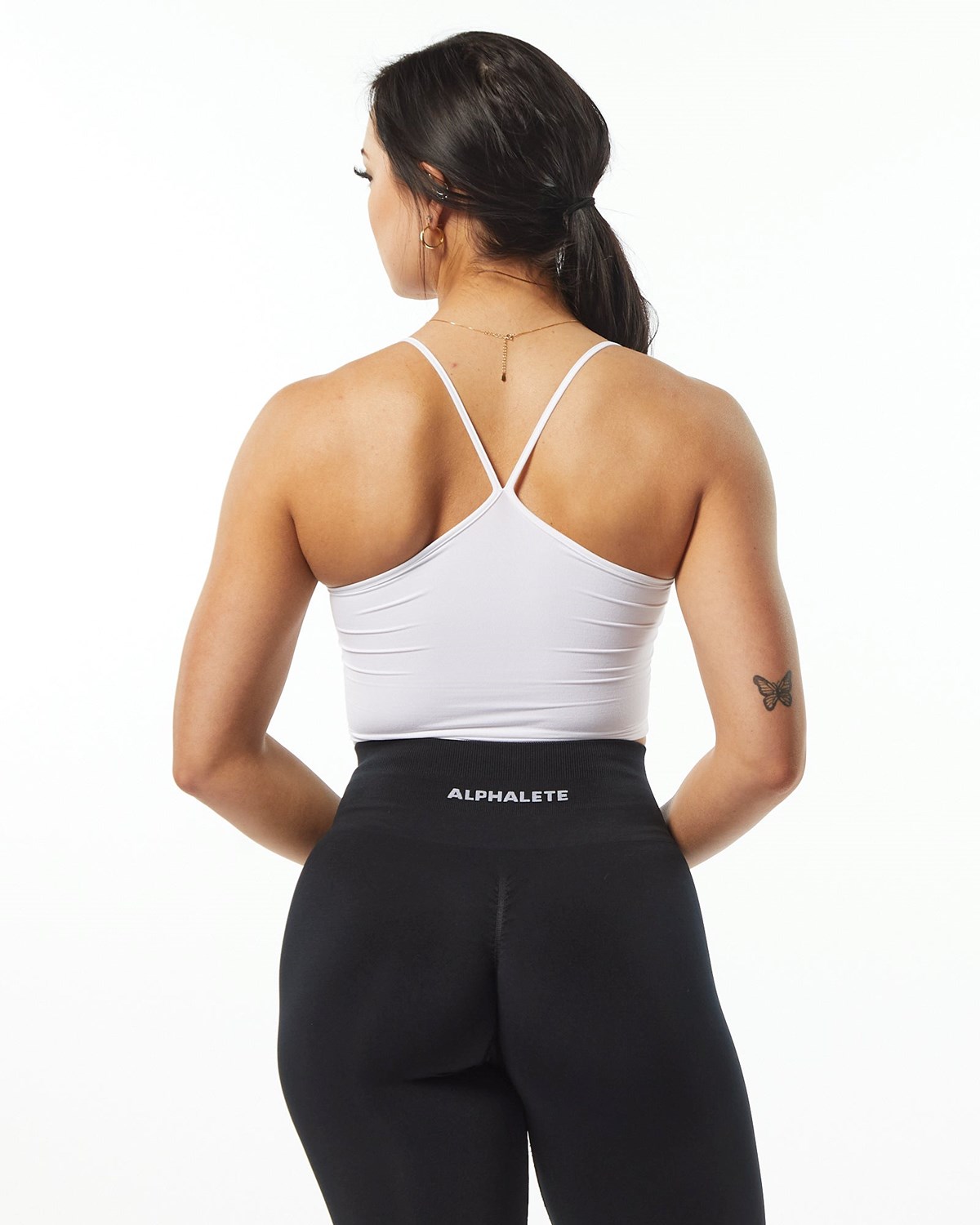 Alphalete Camisole Y-Back Crop Tank Bílé | 24750SHWG