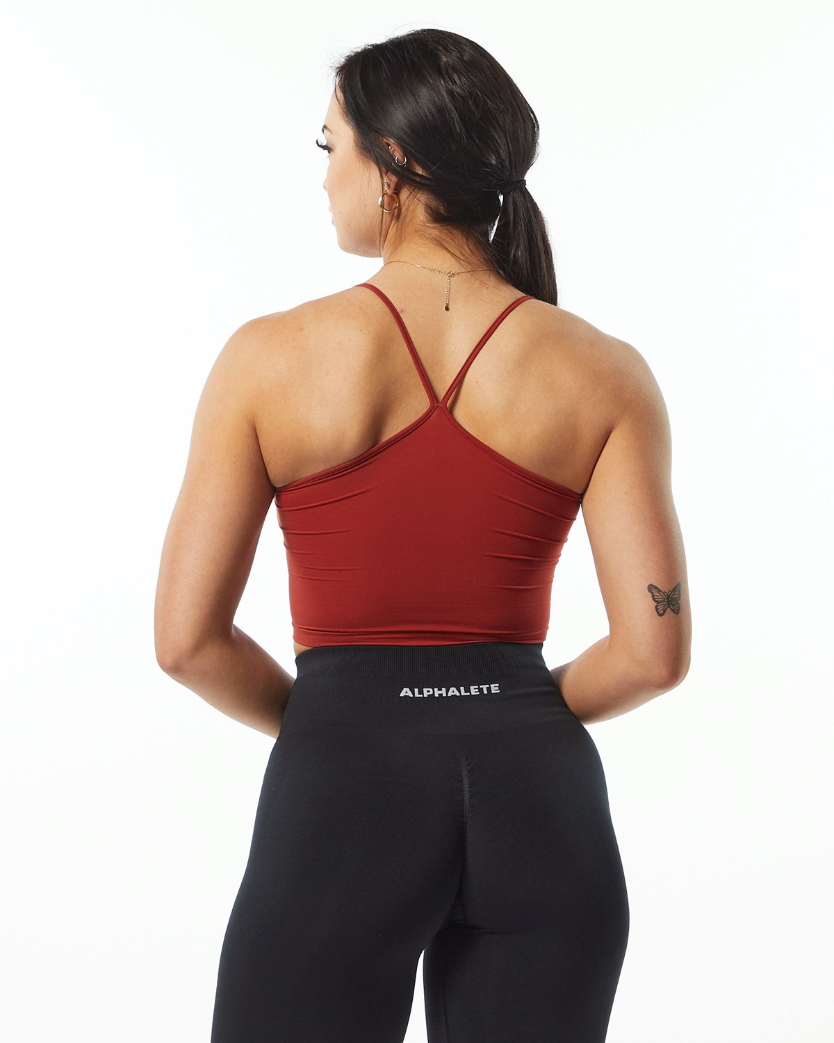 Alphalete Camisole Y-Back Crop Tank Cherry | 64359CYXA