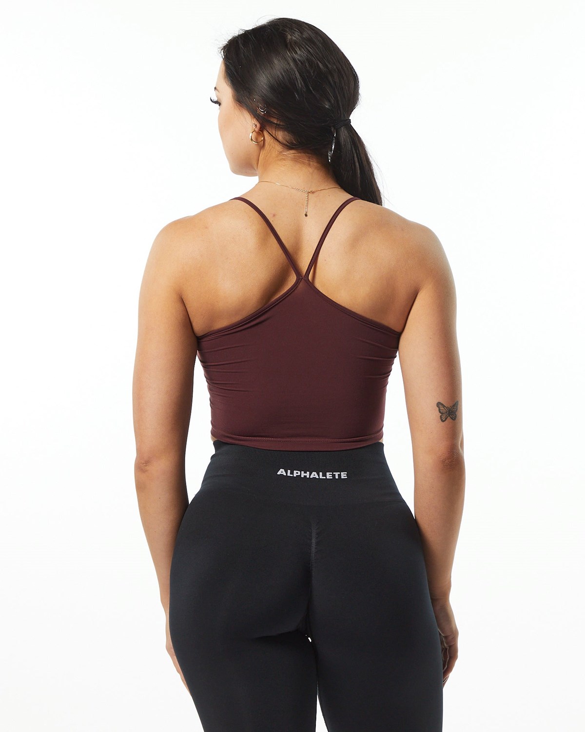 Alphalete Camisole Y-Back Crop Tank Wine | 91567VMGK