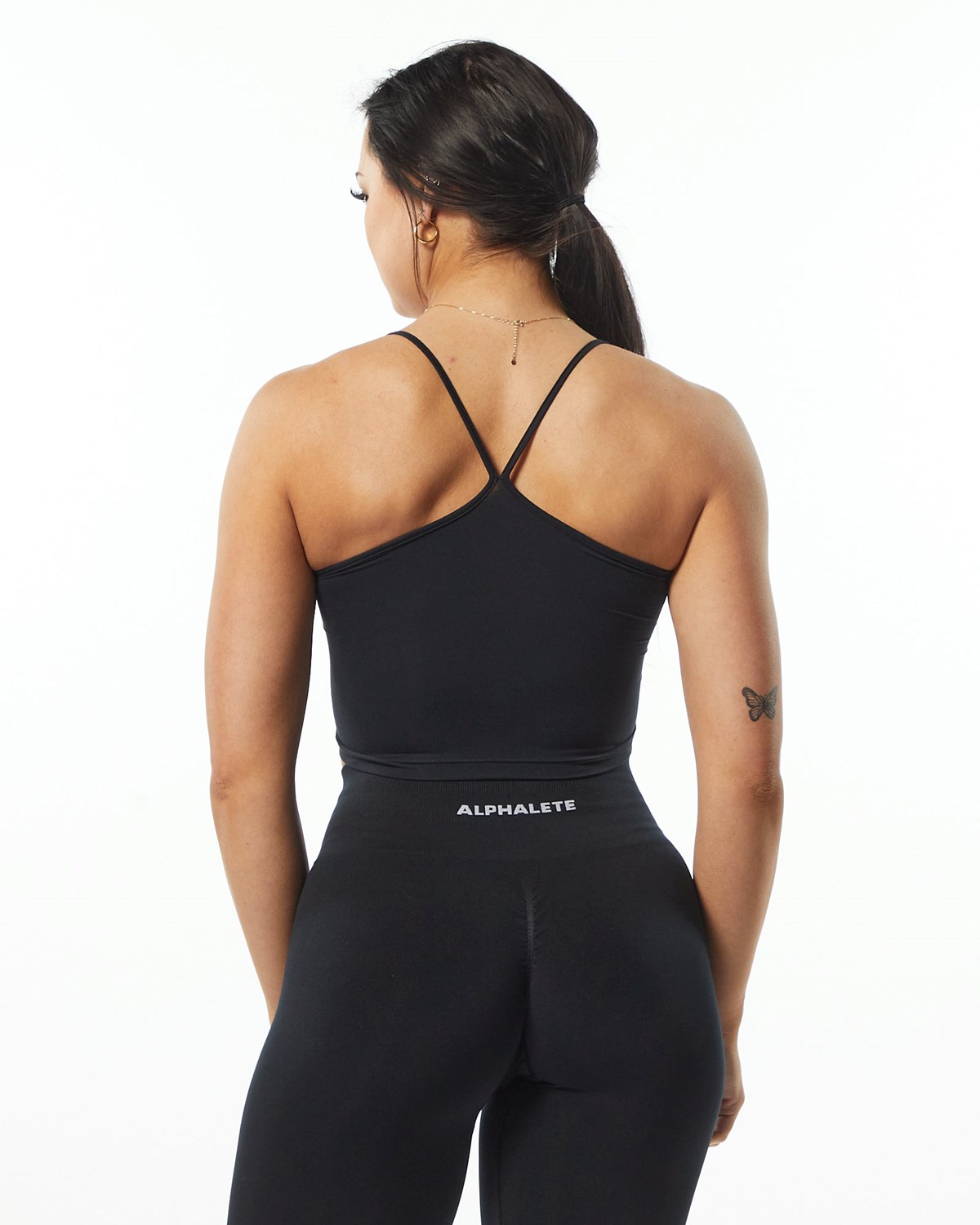 Alphalete Camisole Y-Back Crop Tank Černé | 92648CVRE