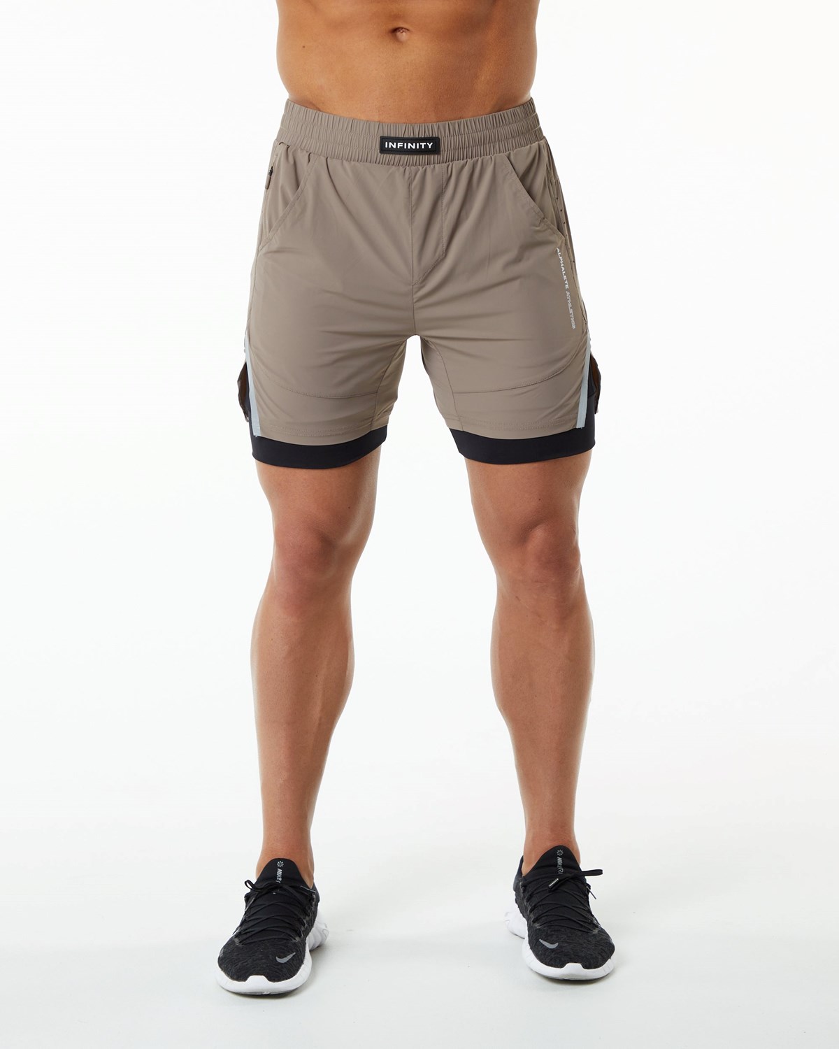 Alphalete Compression Podšité Woven Tréninková Krátké Mocha | 72540DSGC