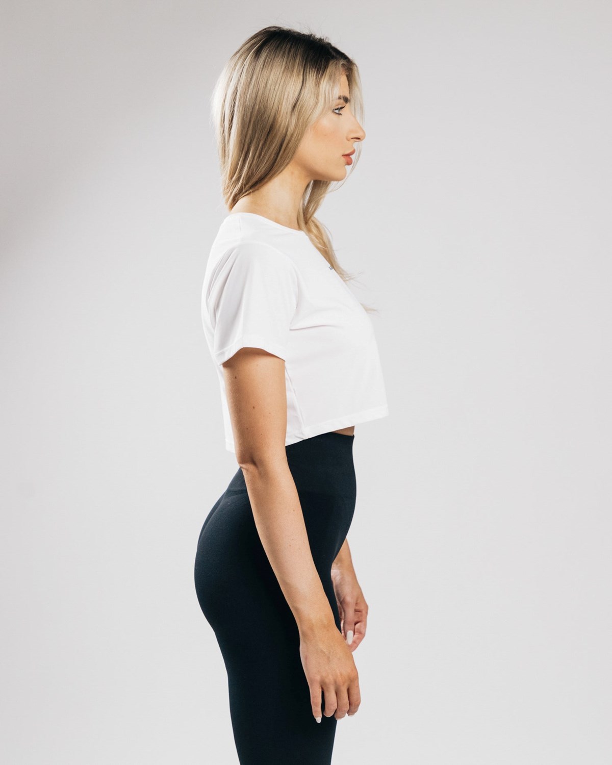 Alphalete Cropped Lehké Krátké Sleeve Bílé | 56893QLAB