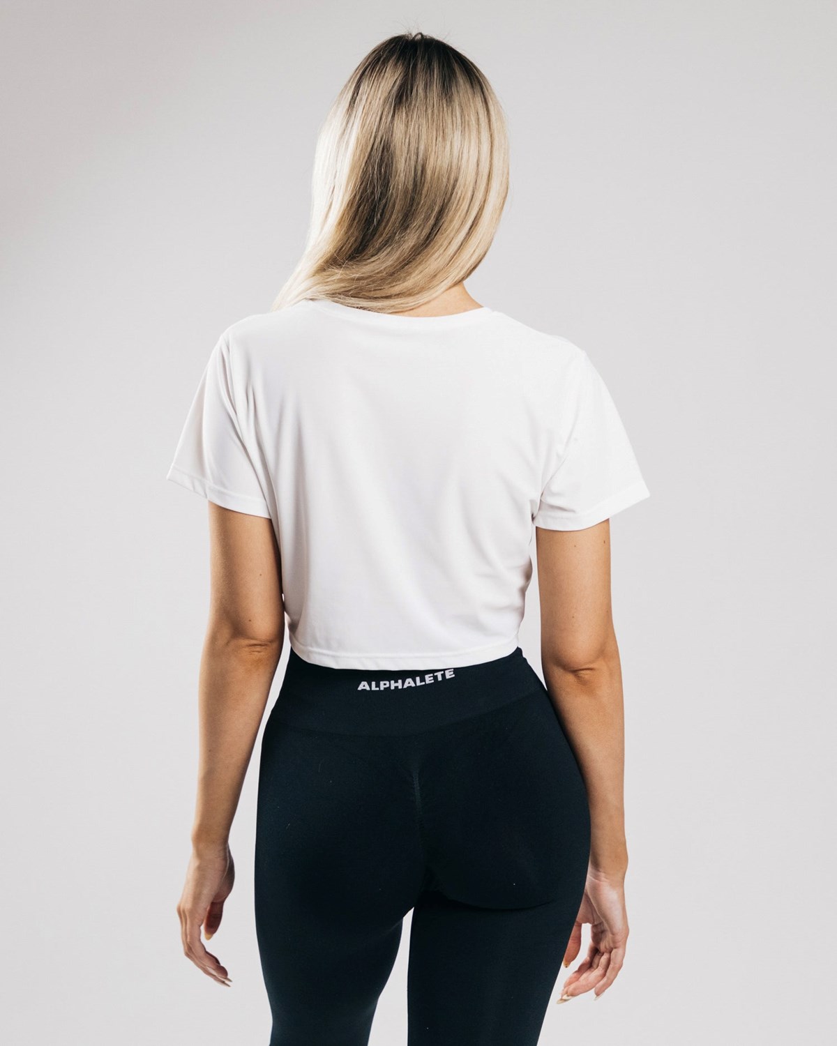 Alphalete Cropped Lehké Krátké Sleeve Bílé | 56893QLAB