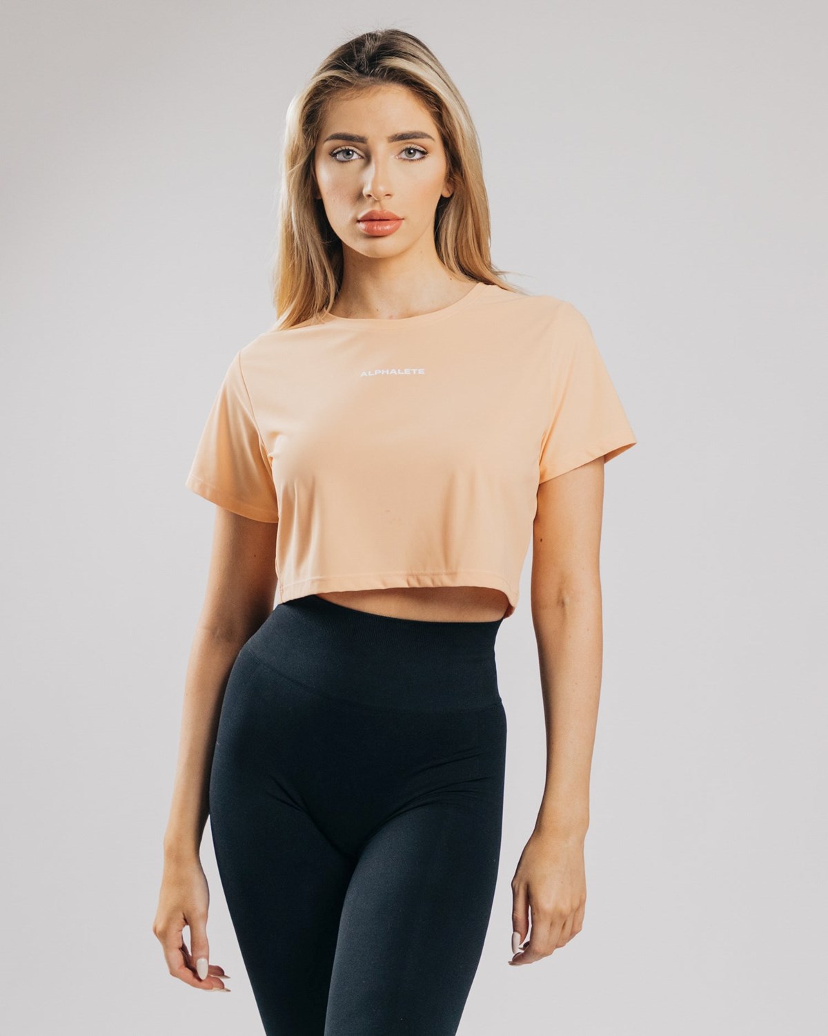 Alphalete Cropped Lehké Krátké Sleeve Oranžové | 92134QMWO