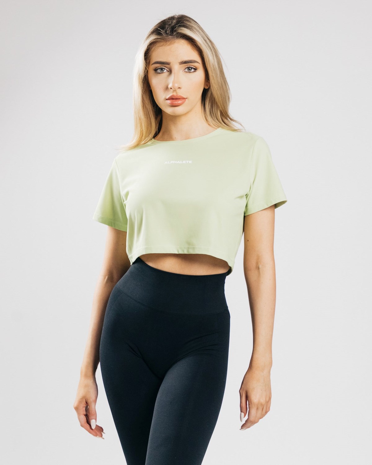 Alphalete Cropped Lehké Krátké Sleeve Světle Zelene | 90416VPSK