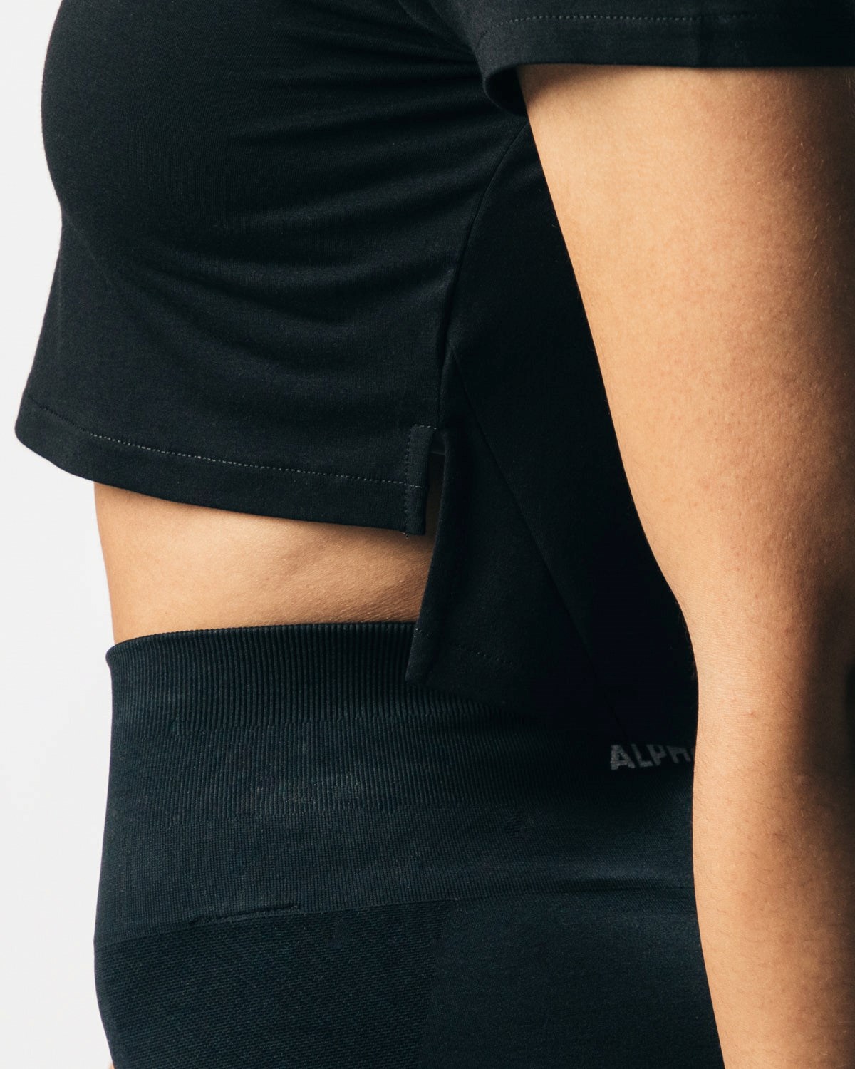 Alphalete Cropped Premium Krátké Sleeve Černé | 84016OKUI