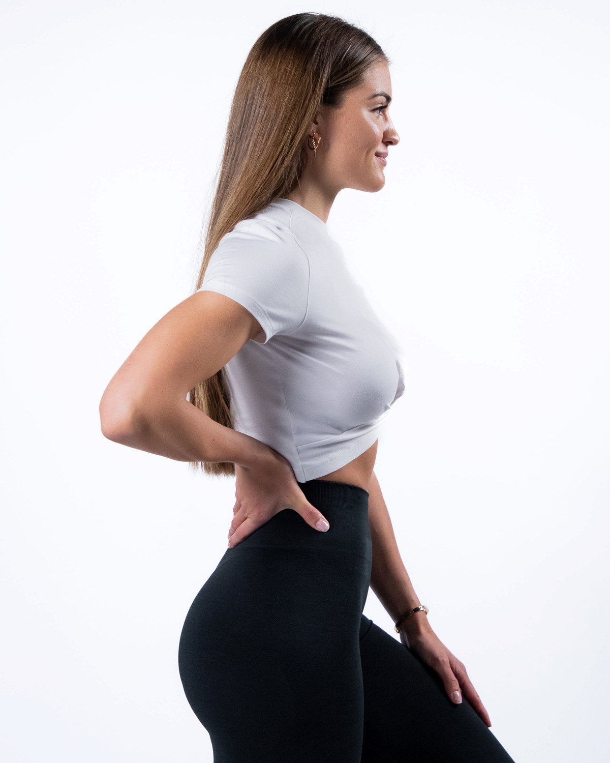 Alphalete Cropped Premium Krátké Sleeve Bílé | 89154DHON