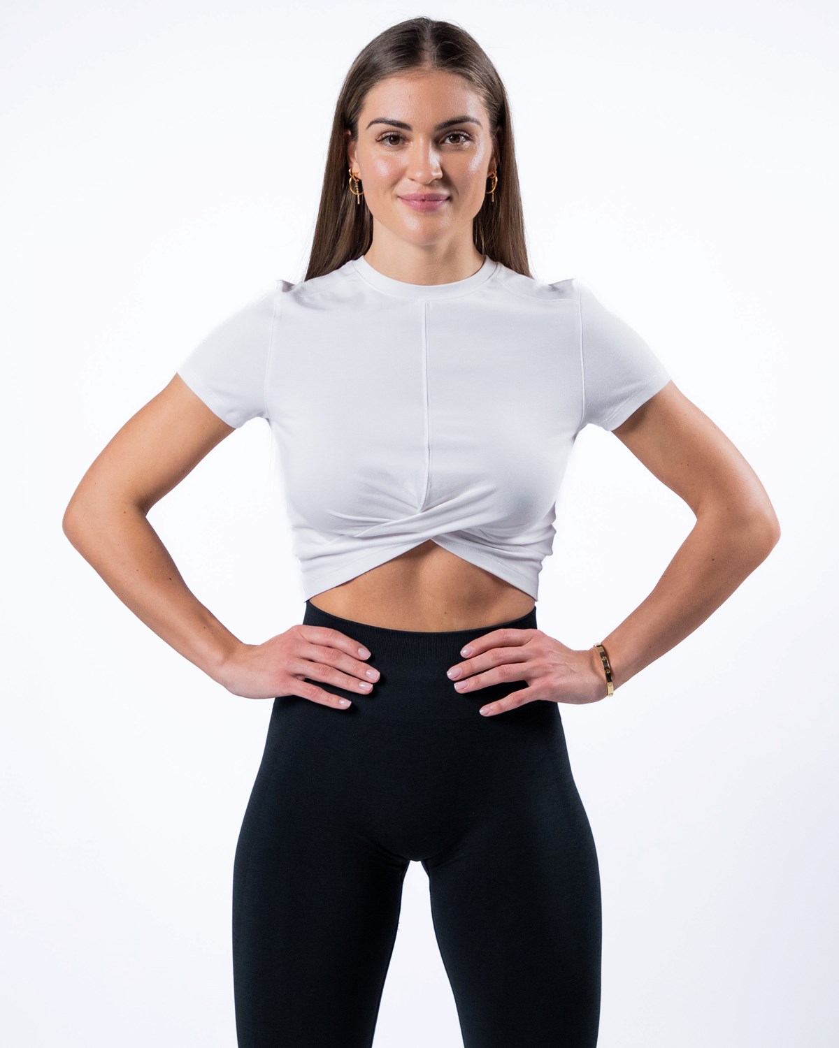 Alphalete Cropped Premium Krátké Sleeve Bílé | 89154DHON