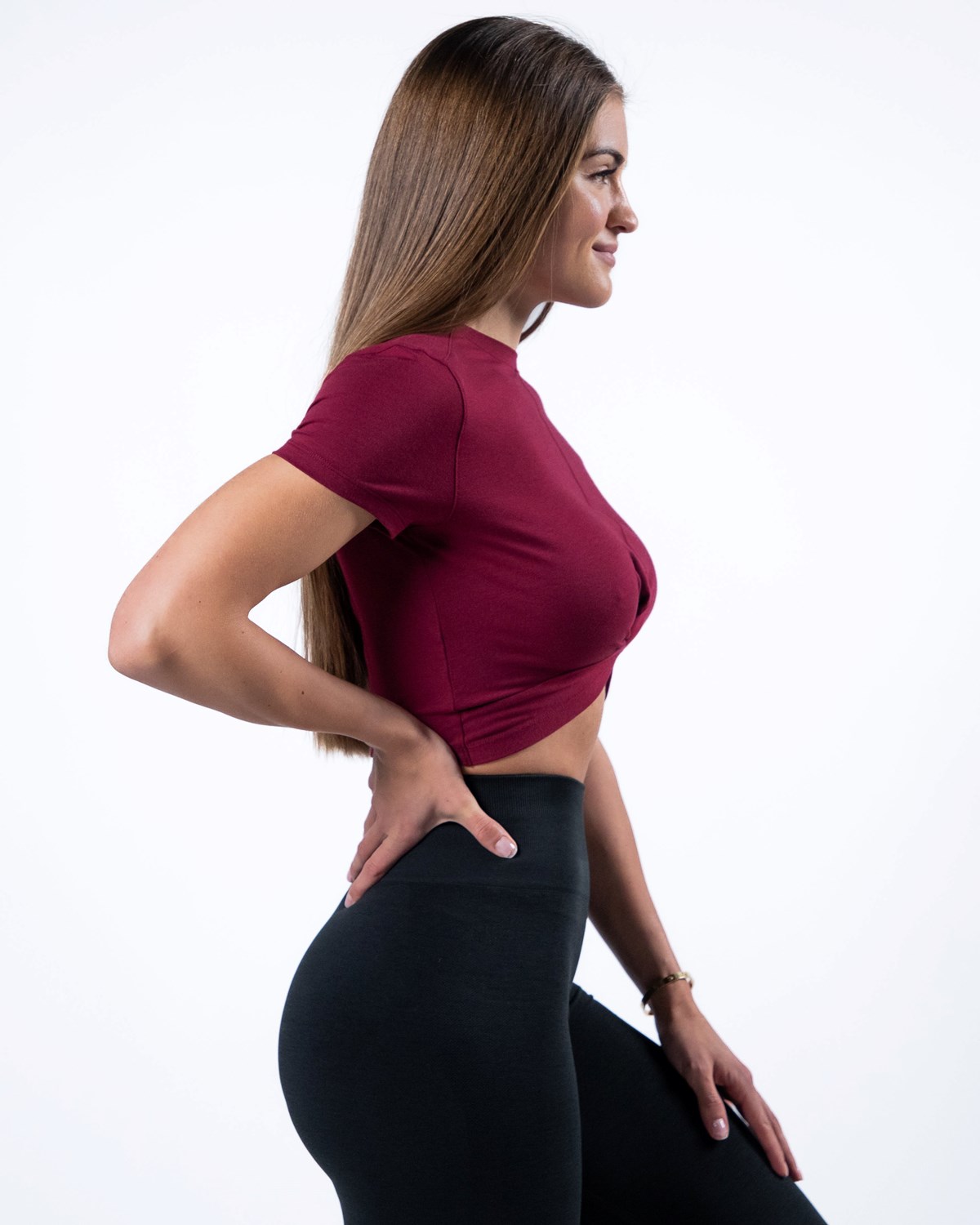 Alphalete Cropped Premium Krátké Sleeve Červené | 91406AJRN