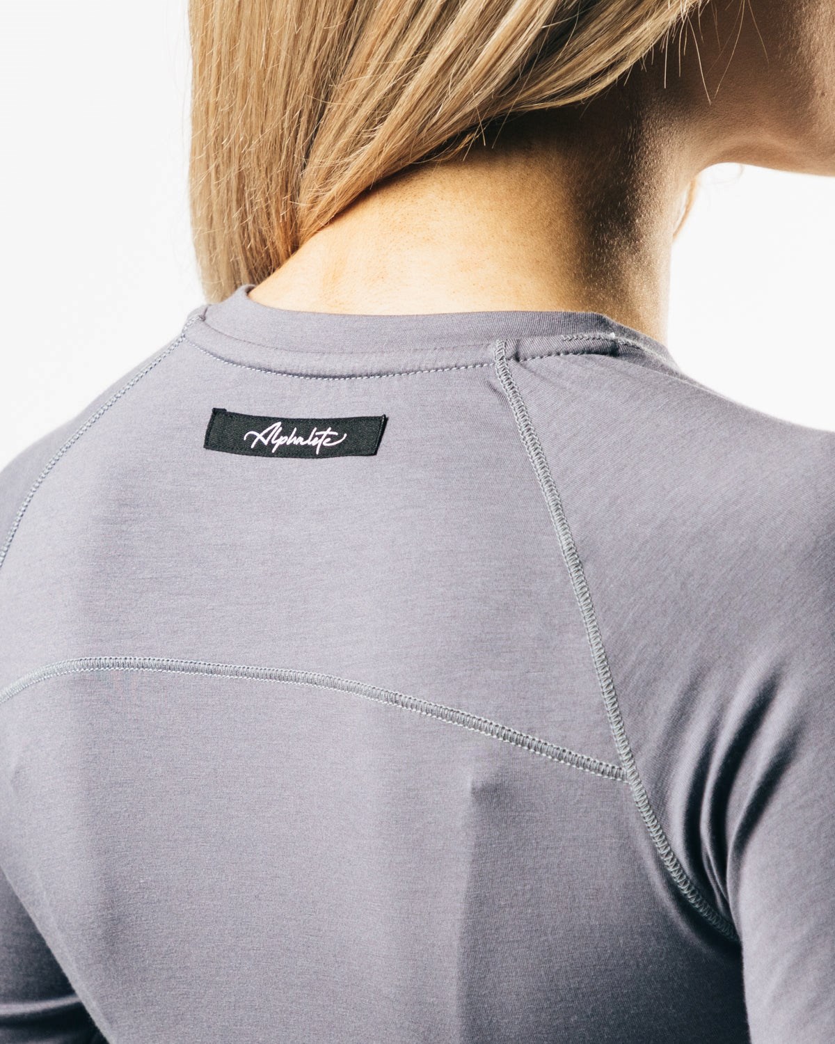 Alphalete Cropped Premium Long Sleeve Still Water | 01289BERU