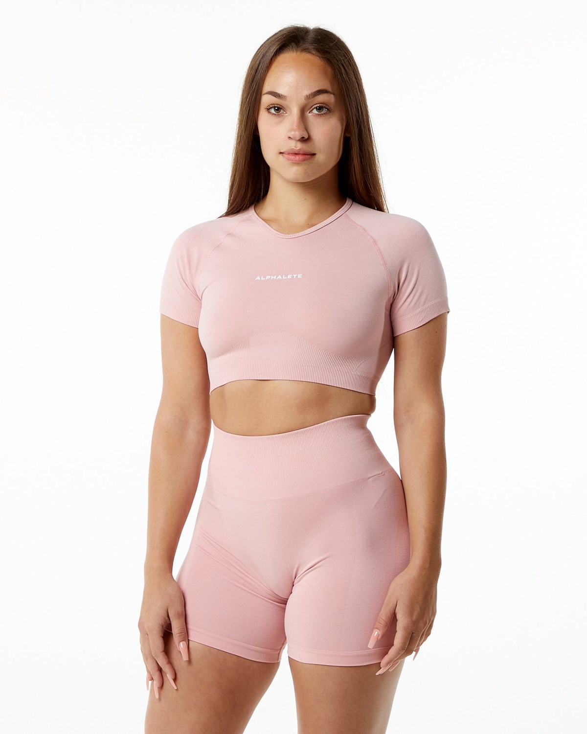 Alphalete Cropped Seamless Krátké Sleeve Blossom | 12835JIMT