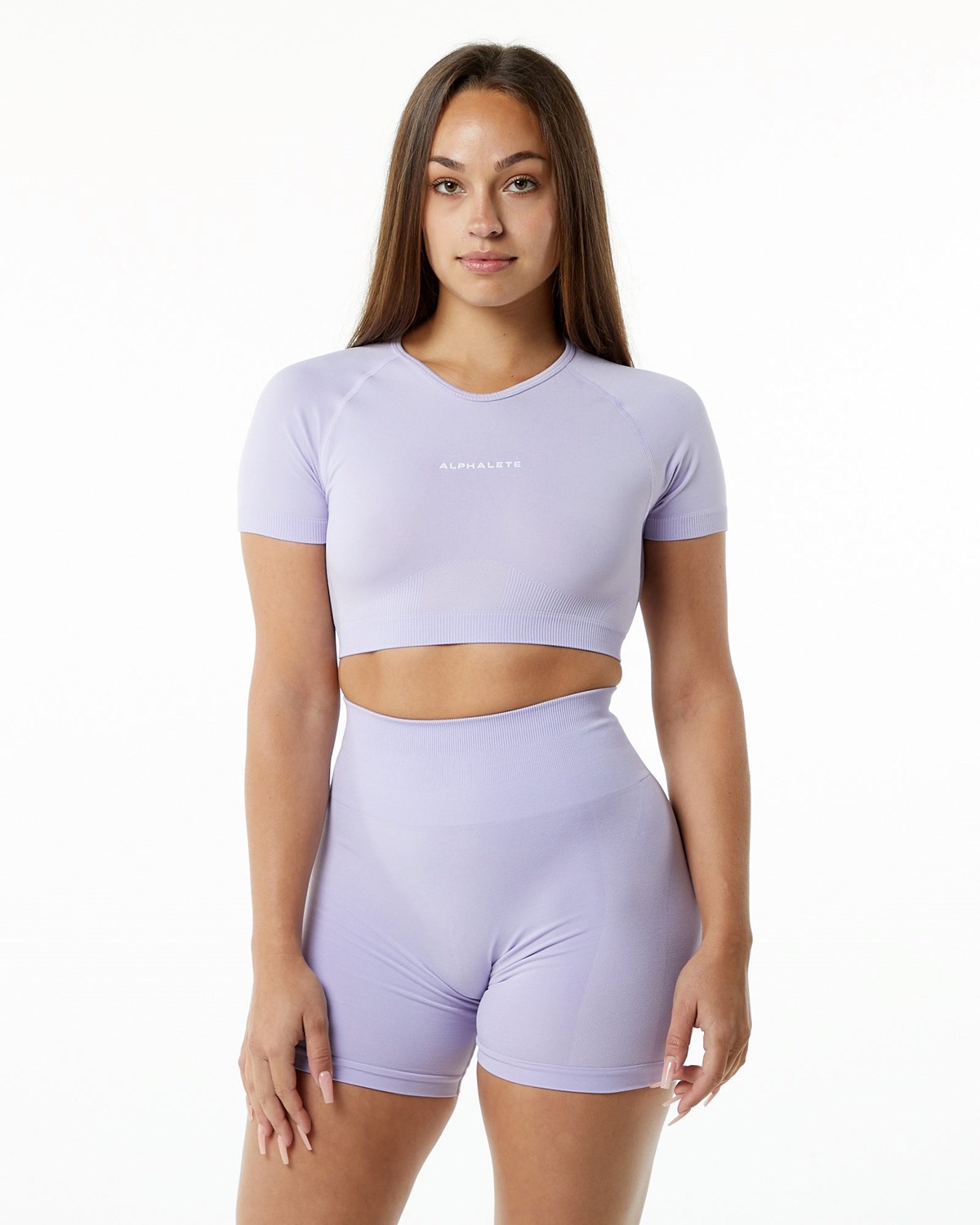 Alphalete Cropped Seamless Krátké Sleeve Misty Lilac | 94235OIYZ