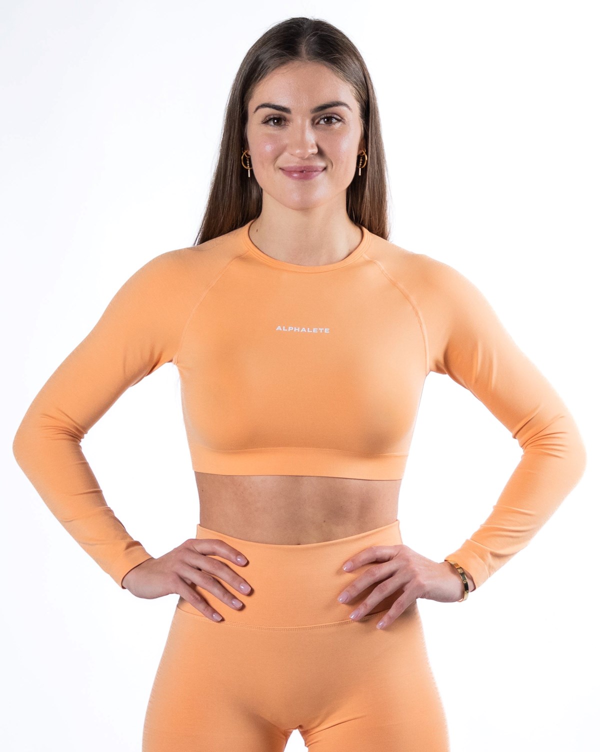 Alphalete Cropped Seamless Long Sleeve Koralove | 09826CIRB