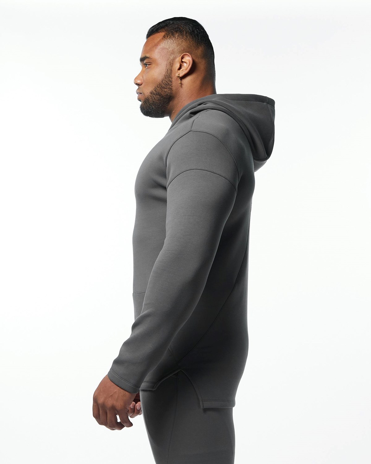 Alphalete Fitted Interlock Knit Hoodie Charcoal | 96138TFDA