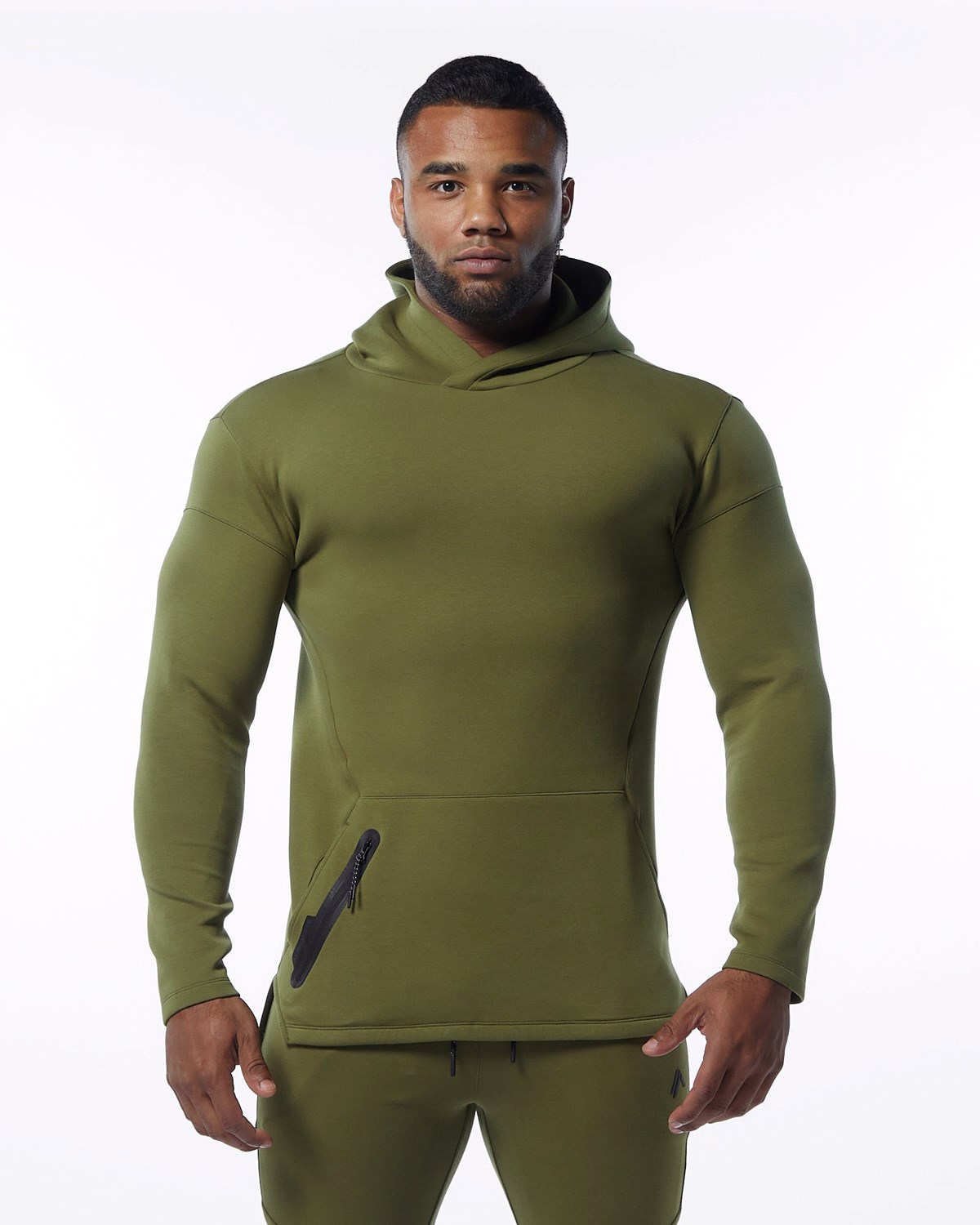 Alphalete Fitted Interlock Knit Hoodie Olivy Zelené | 42587OICN