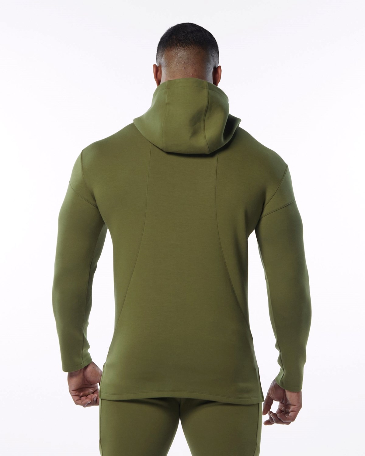 Alphalete Fitted Interlock Knit Hoodie Olivy Zelené | 42587OICN