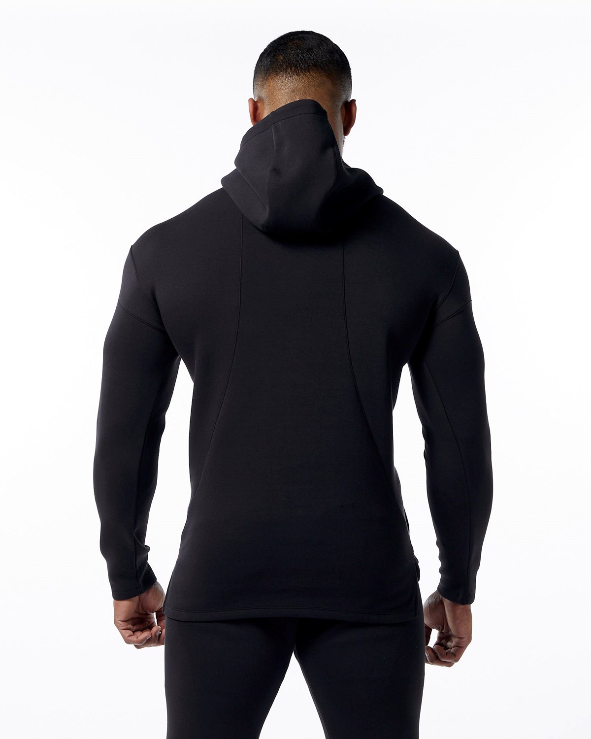 Alphalete Fitted Interlock Knit Hoodie Černé | 81730SACK