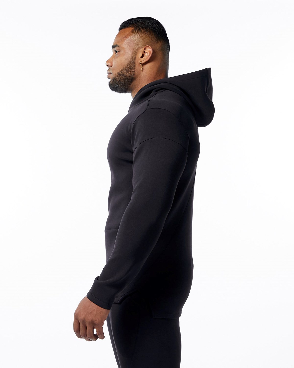 Alphalete Fitted Interlock Knit Hoodie Černé | 81730SACK