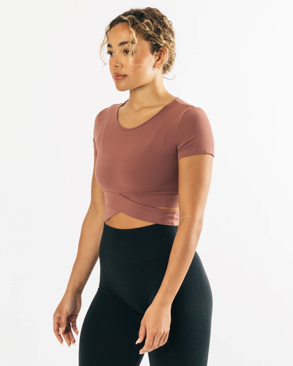 Alphalete Fitted Krátké Sleeve Tie Top Mauve | 58640DQFP