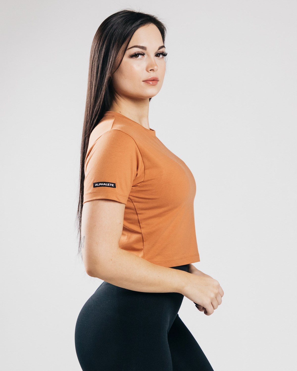 Alphalete Fitted Performance Crop Top Clay | 03961FRUD