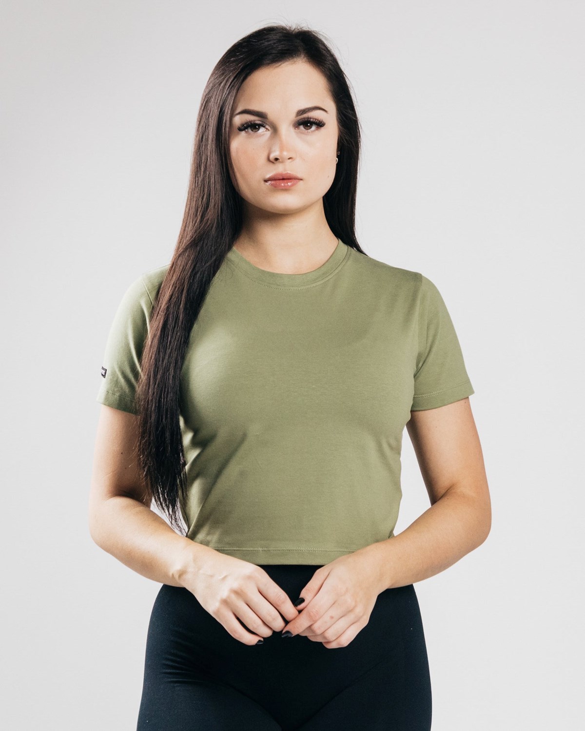 Alphalete Fitted Performance Crop Top Olivy Zelené | 30645HNXJ